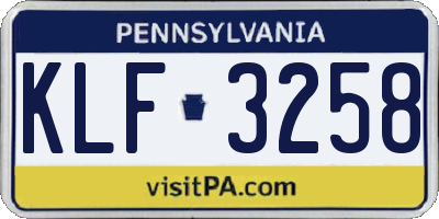 PA license plate KLF3258