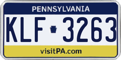 PA license plate KLF3263