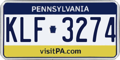 PA license plate KLF3274