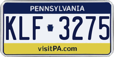 PA license plate KLF3275