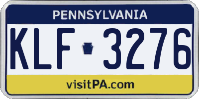 PA license plate KLF3276