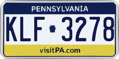 PA license plate KLF3278