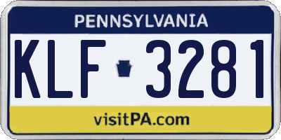 PA license plate KLF3281