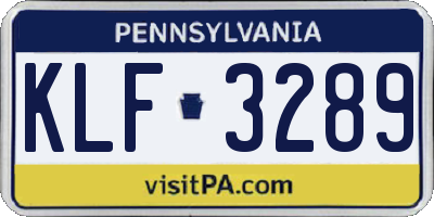 PA license plate KLF3289