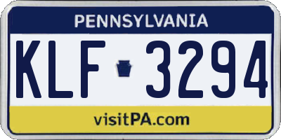 PA license plate KLF3294