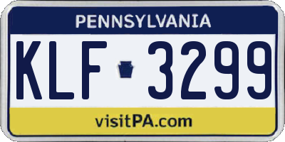PA license plate KLF3299