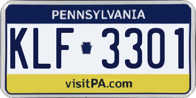 PA license plate KLF3301