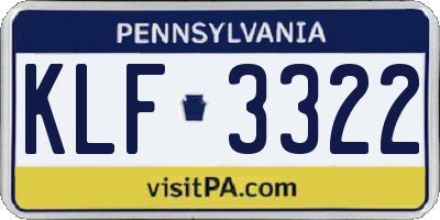 PA license plate KLF3322