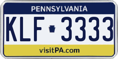 PA license plate KLF3333