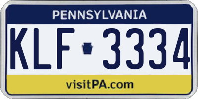PA license plate KLF3334