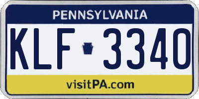 PA license plate KLF3340
