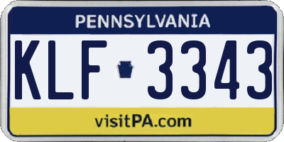 PA license plate KLF3343