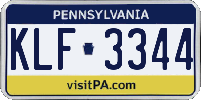 PA license plate KLF3344