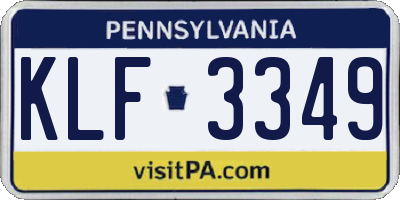 PA license plate KLF3349