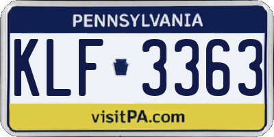 PA license plate KLF3363