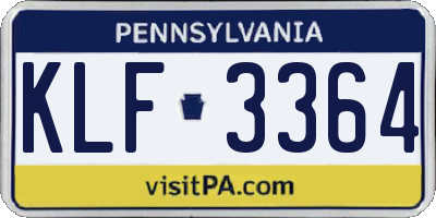 PA license plate KLF3364