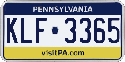 PA license plate KLF3365