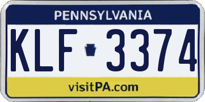 PA license plate KLF3374