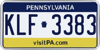 PA license plate KLF3383