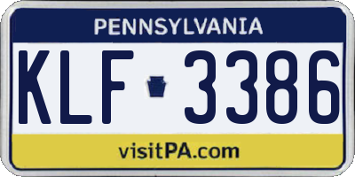 PA license plate KLF3386