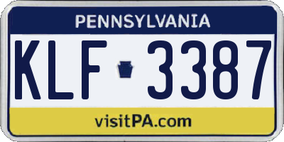 PA license plate KLF3387