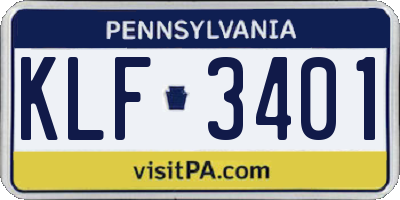 PA license plate KLF3401