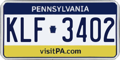 PA license plate KLF3402