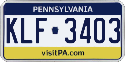 PA license plate KLF3403