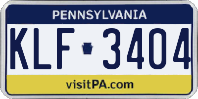 PA license plate KLF3404