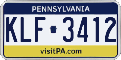 PA license plate KLF3412