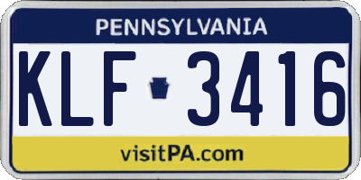 PA license plate KLF3416