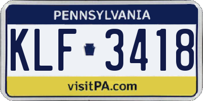 PA license plate KLF3418