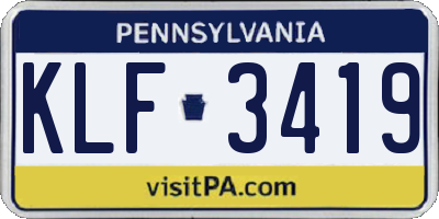 PA license plate KLF3419