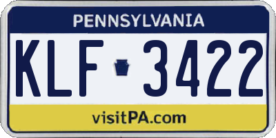 PA license plate KLF3422