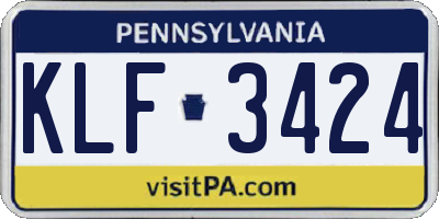 PA license plate KLF3424