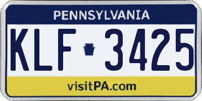 PA license plate KLF3425