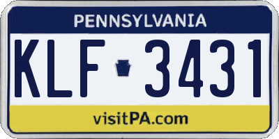 PA license plate KLF3431