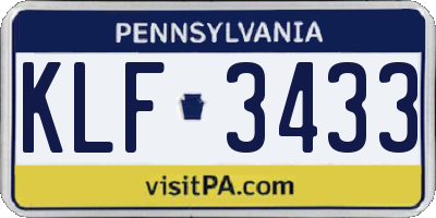PA license plate KLF3433