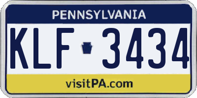 PA license plate KLF3434