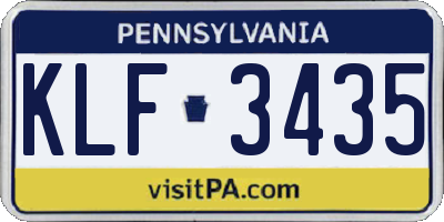 PA license plate KLF3435