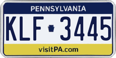 PA license plate KLF3445