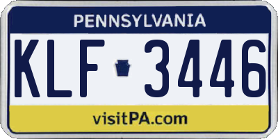 PA license plate KLF3446