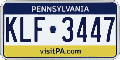 PA license plate KLF3447