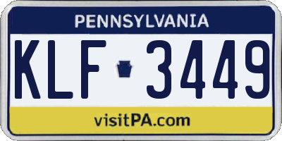 PA license plate KLF3449