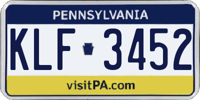 PA license plate KLF3452