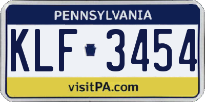 PA license plate KLF3454