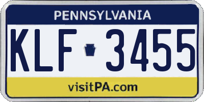 PA license plate KLF3455