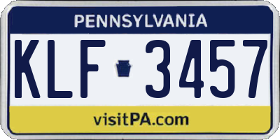 PA license plate KLF3457