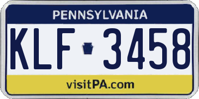 PA license plate KLF3458