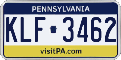PA license plate KLF3462